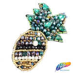 Pineapple Rhinestone Beaded Applique, BA-036