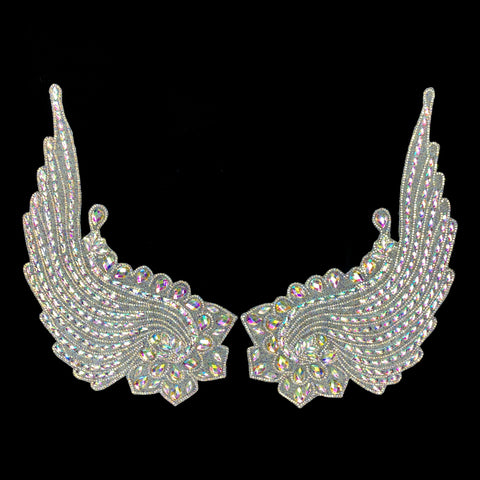 Gel-Back Rhinestone Appliques, Colored Iron-on Crystal Rhinestone Patches by the Pair, IRA-112