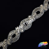 1” Swirl Beaded Rhinestone Trim (sold by yard piece), BRT-005