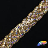 1” Braided Beaded Rhinestone Trim (sold by yard piece), BRT-010