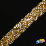 1” Braided Beaded Rhinestone Trim (sold by yard piece), BRT-010