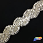 1 3/8” Swirl Beaded Rhinestone Trim (sold by yard piece), BRT-011