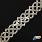 2 1/2” Intersecting Heart Beaded Rhinestone Trim (sold by yard piece), BRT-017