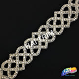 2 1/2” Intersecting Heart Beaded Rhinestone Trim (sold by yard piece), BRT-017