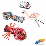 Squid Rhinestone Beaded Applique, BA-042