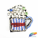 Root Beer Float Rhinestone Beaded Applique w/ Pearl, BA-043