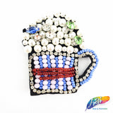 Root Beer Float Rhinestone Beaded Applique w/ Pearl, BA-043