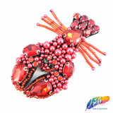 Lobster Rhinestone Beaded Applique w/ Pearl, BA-041