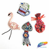 Squid Rhinestone Beaded Applique, BA-042