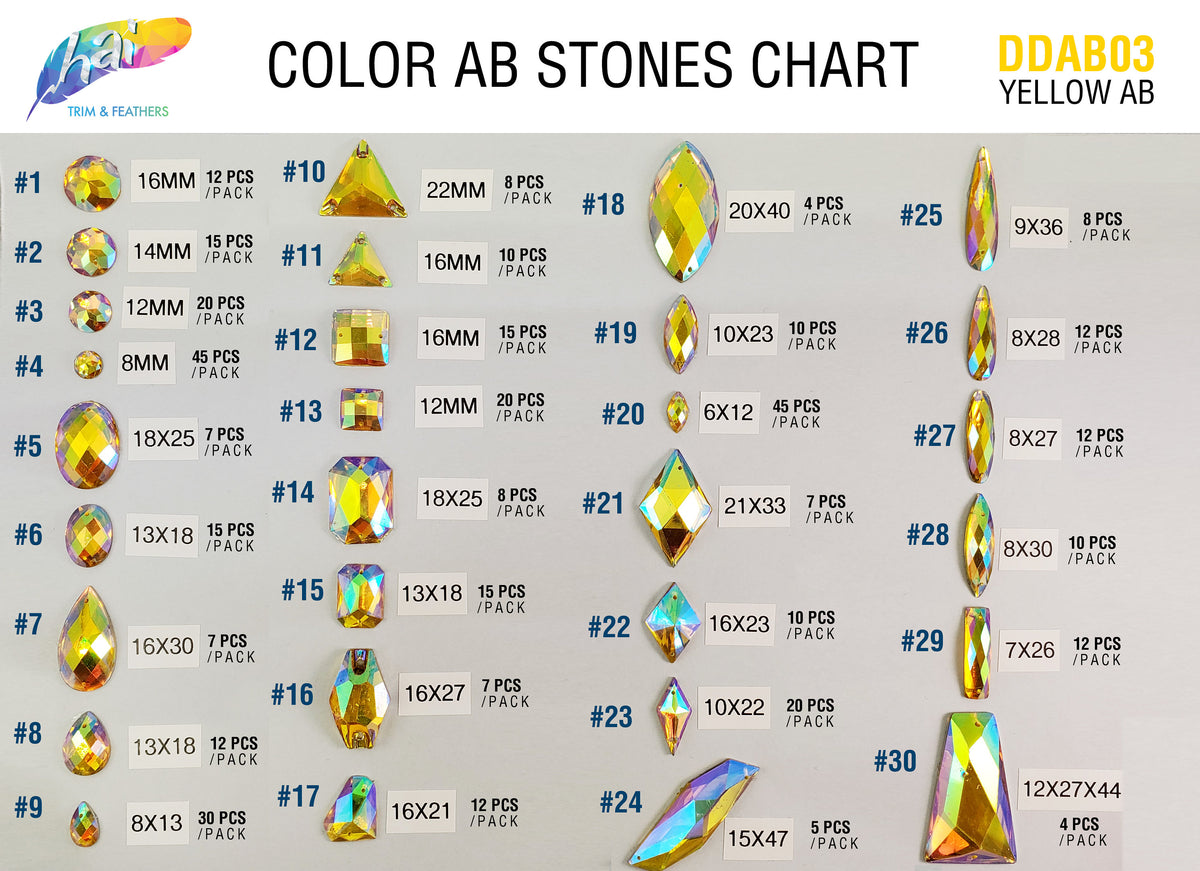 Yellow AB Resin Stones, DDAB03 – Hai Trim & Feathers