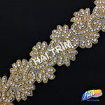 2 1/4” Flower Beaded Rhinestone Trim (sold by yard piece), BRT-031