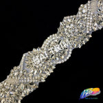 1 3/4" Beaded Crystal Rhinestone Trim with Glass Stones (sold by yard piece), BRT-036