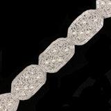 1 1/4" Oval Pearl Beaded Crystal Rhinestone Trim (sold by yard piece), BRT-046