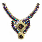 SALE! Fancy Colored Rhinestone Necklace Applique on Metal Setting, YH-093