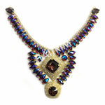 SALE! Fancy Colored Rhinestone Necklace Applique on Metal Setting, YH-093