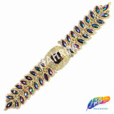 SALE! Fancy Colored Rhinestone Motif Applique on Metal Setting, YH-094