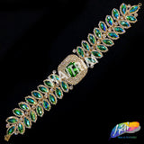 SALE! Fancy Colored Rhinestone Motif Applique on Metal Setting, YH-094