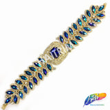 SALE! Fancy Colored Rhinestone Motif Applique on Metal Setting, YH-094