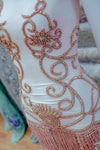 Rhinestone Flower Bodice Applique with Rhinestone Cupchain Fringe, RCN-002