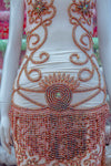 Rhinestone Flower Bodice Applique with Rhinestone Cupchain Fringe, RCN-002