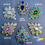 SALE! Fancy Teardrop Flower Rhinestone Applique on Metal Setting, YH-107