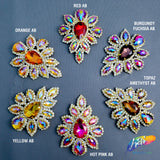 SALE! Fancy Teardrop Flower Rhinestone Applique on Metal Setting, YH-107