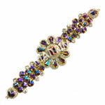 SALE! Fancy Colored Rhinestone Flower Applique on Metal Setting, YH-095