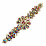 SALE! Fancy Colored Rhinestone Flower Applique on Metal Setting, YH-095
