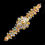 SALE! Fancy Colored Rhinestone Flower Applique on Metal Setting, YH-095