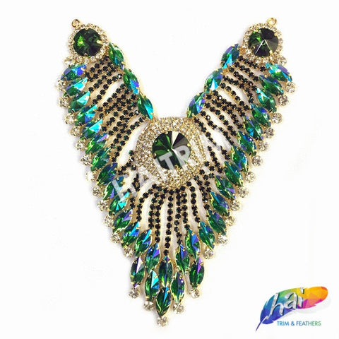 SALE! Heart-Shaped Fancy Colored Rhinestone Applique on Metal Setting, YH-100