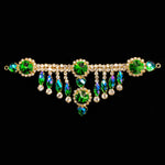 SALE! Fancy Colored Rhinestone Motif Applique with Dangling Rhinestones on Metal Setting YH-102