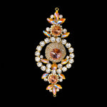 SALE! Fancy Colored Rhinestone Motif Applique with Crystal Ring on Metal Setting, YH-105