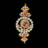 SALE! Fancy Colored Rhinestone Motif Applique with Crystal Ring on Metal Setting, YH-105