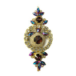 SALE! Fancy Colored Rhinestone Motif Applique with Crystal Ring on Metal Setting, YH-105