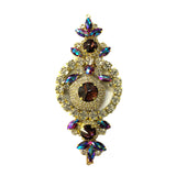 SALE! Fancy Colored Rhinestone Motif Applique with Crystal Ring on Metal Setting, YH-105