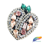 Crystal Apple Rhinestone Beaded Applique w/ a Felt Backing, BA-047