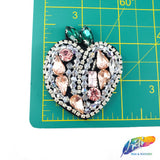 Crystal Apple Rhinestone Beaded Applique w/ a Felt Backing, BA-047