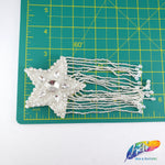 Star Rhinestone Beaded Applique w/ Beaded Fringe, BA-017