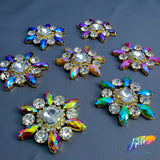 SALE! Fancy Color Rhinestone Flower Applique on Metal Setting (sold per piece), YH-083