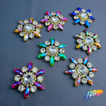 SALE! Fancy Color Rhinestone Flower Applique on Metal Setting (sold per piece), YH-083