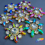 SALE! Fancy Color Rhinestone Flower Applique on Metal Setting (sold per piece), YH-083