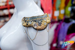 Gold/Gunmetal Beaded Chain Epaulet with Dangling Chain, EP-006 (sold per piece)