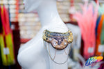 Gold/Gunmetal Beaded Chain Epaulet with Dangling Chain, EP-006 (sold per piece)