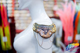 Gold/Gunmetal Beaded Chain Epaulet with Dangling Chain, EP-006 (sold per piece)