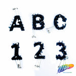SALE! Black Sequins Beaded Letters and Numbers with Dangling Beads
