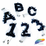 SALE! Black Sequins Beaded Letters and Numbers with Dangling Beads