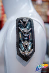 Gunmetal Beaded Rhinestone Epaulet with Dangling Chain Tassels, EP-021 (sold per piece)