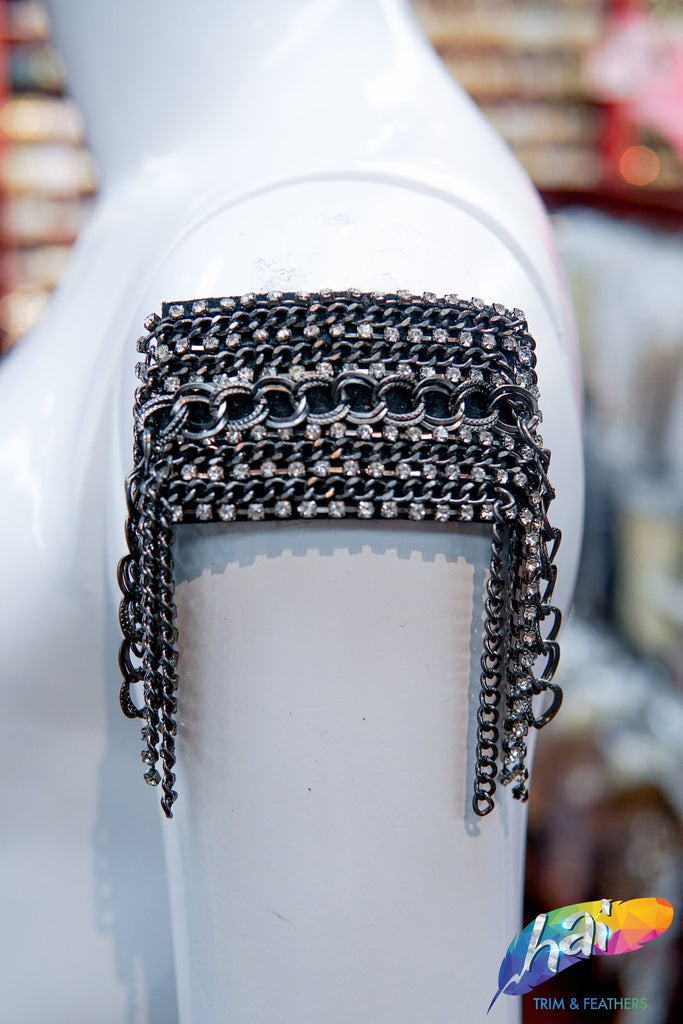 Gunmetal Rhinestone Chain Epaulet, EP-017 (sold per piece) – Hai