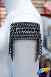 Gunmetal Rhinestone Chain Epaulet, EP-017 (sold per piece)