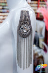 Silver/Crystal Beaded Rhinestone Epaulet, EP-019, EP-020 (sold per piece)